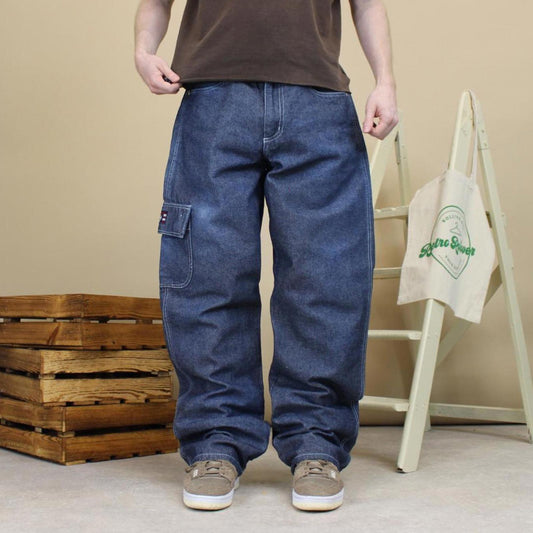 Blue baggy Phat Farm cargo jeans W34L34 loose wide leg thick denim