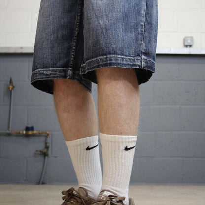 Y2K embroidered denim skate jorts blue Loose Urban Pipeline summer festival shorts