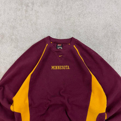 Burgundy Nike Team technical pullover fleece L women's embroidered swoosh logo Minnesota autumn y2k