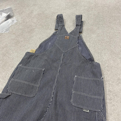 Vintage striped denim dungarees 00s Berne overalls navy