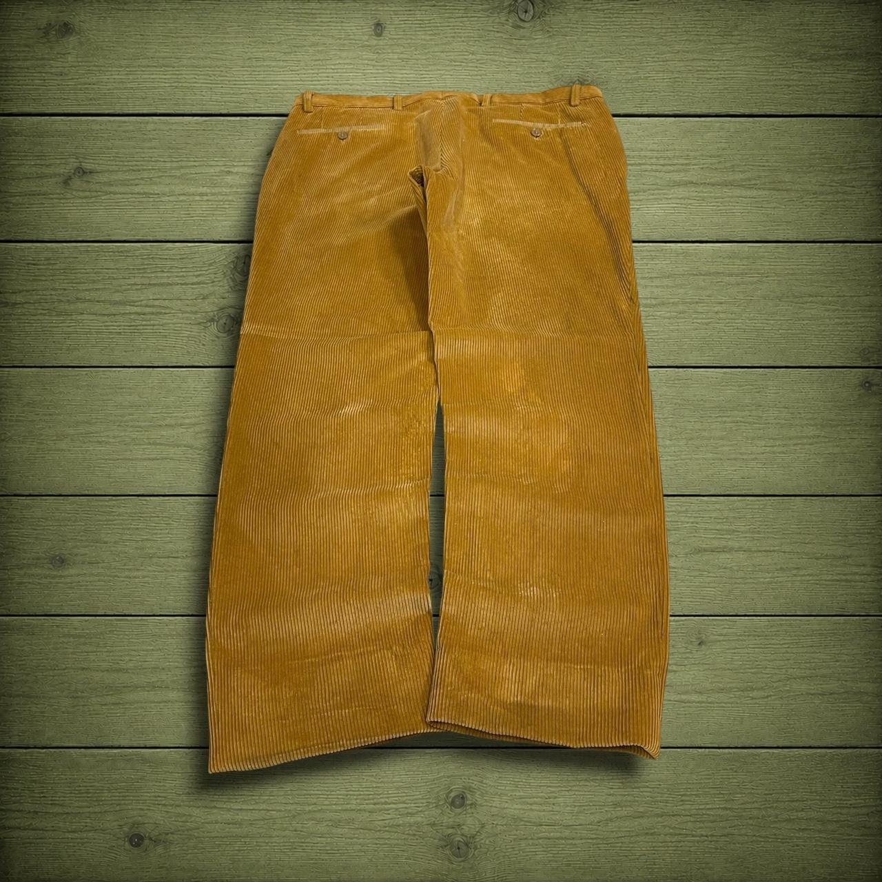 Wide wale corduroy pants tan straight leg Harryland Velcorex jumbo cord trousers, belt loops