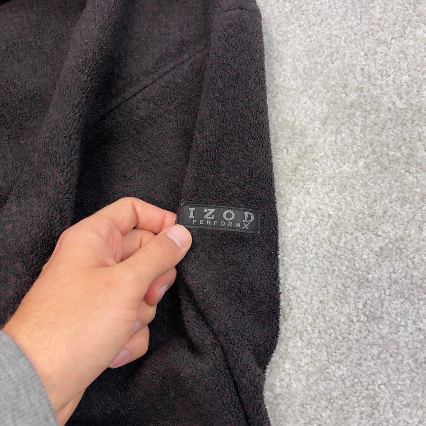 Burgundy Black Izod technical fleece M y2k style 1/4 zip autumn outdoors adjustable waist