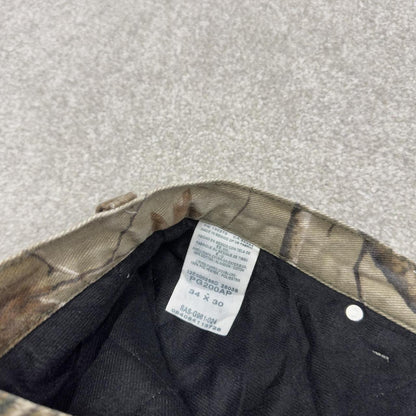 Wrangler camo jeans W34L30 khaki green straight leg Realtree camouflage pants fleece lined