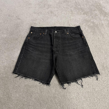 Levi’s 501 Black denim shorts Y2K Cut denim summer festival jean shorts frayed