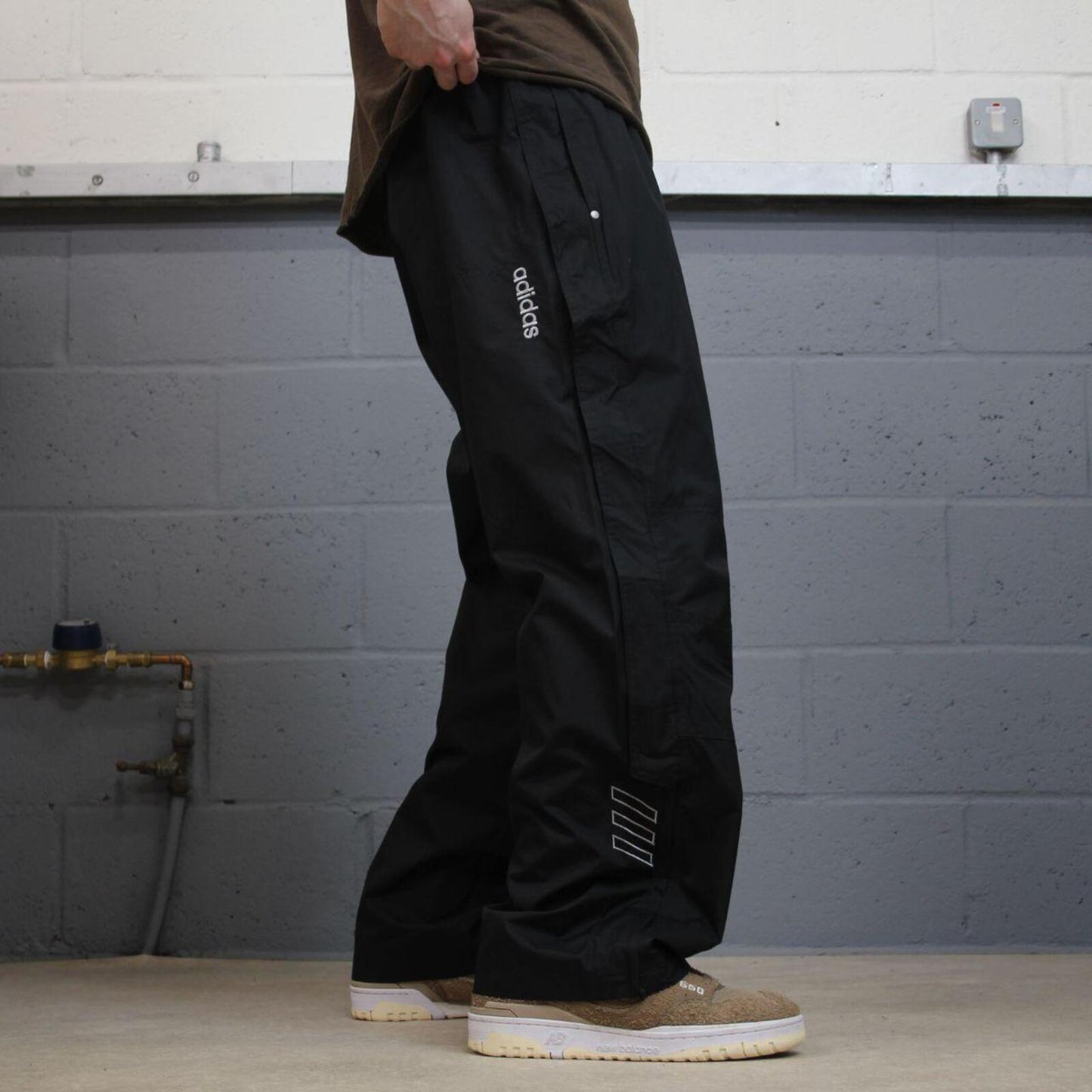 Adidas tracksuit bottoms loose leg black Loose Velcro leg embroidered track pants