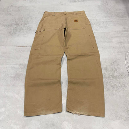Vintage baggy Carhartt carpenter pants W32L30 tan 90s style loose leg skater cargos