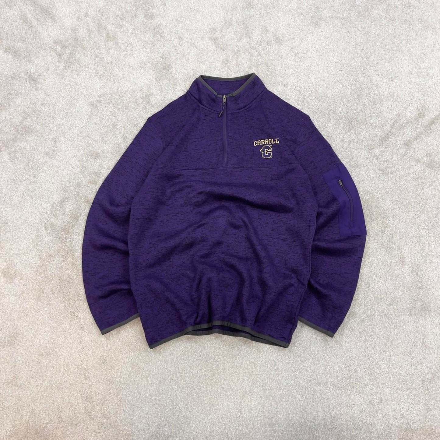 Purple Champion technical fleece Large 1/4 zip up pull over y2k autumn knit style Carroll