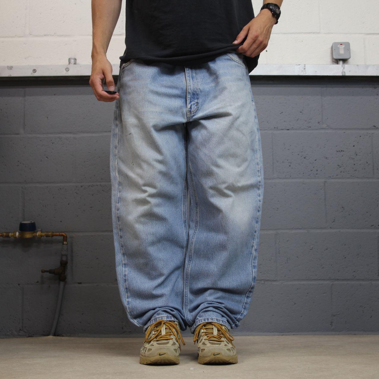 Vintage Carhartt jeans faded blue denim Loose thick skate style workwear pants
