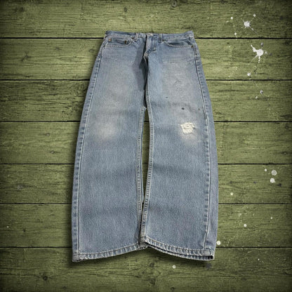 Y2K Levi’s 505 jeans W33L32 washed blue Straight fit 5 pocket pants belt loops red tab logo
