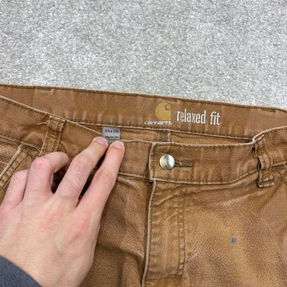 Carhartt carpenter jeans workwear W33L30 Mens tan brown relaxed y2k style cargos trousers