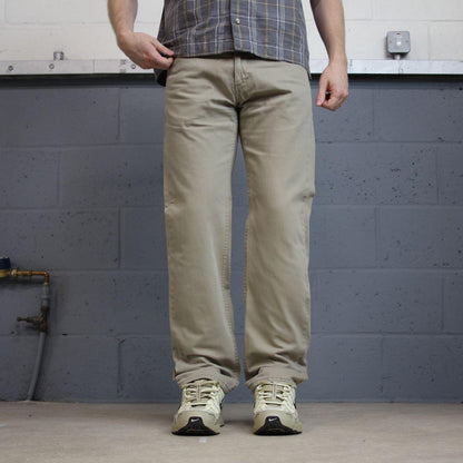 Levi’s 505 jeans Y2K beige Levi’s straight leg 2000s style pants red tab logo