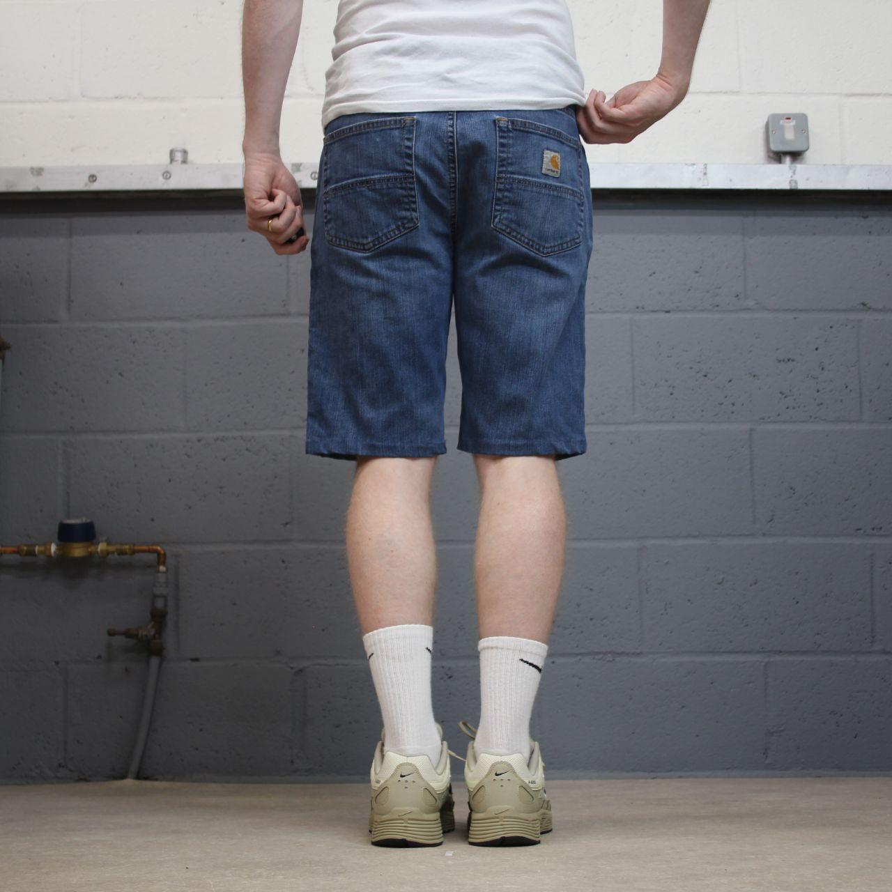 Carhartt denim shorts y2k faded blue Loose relaxed fit skater style work jorts