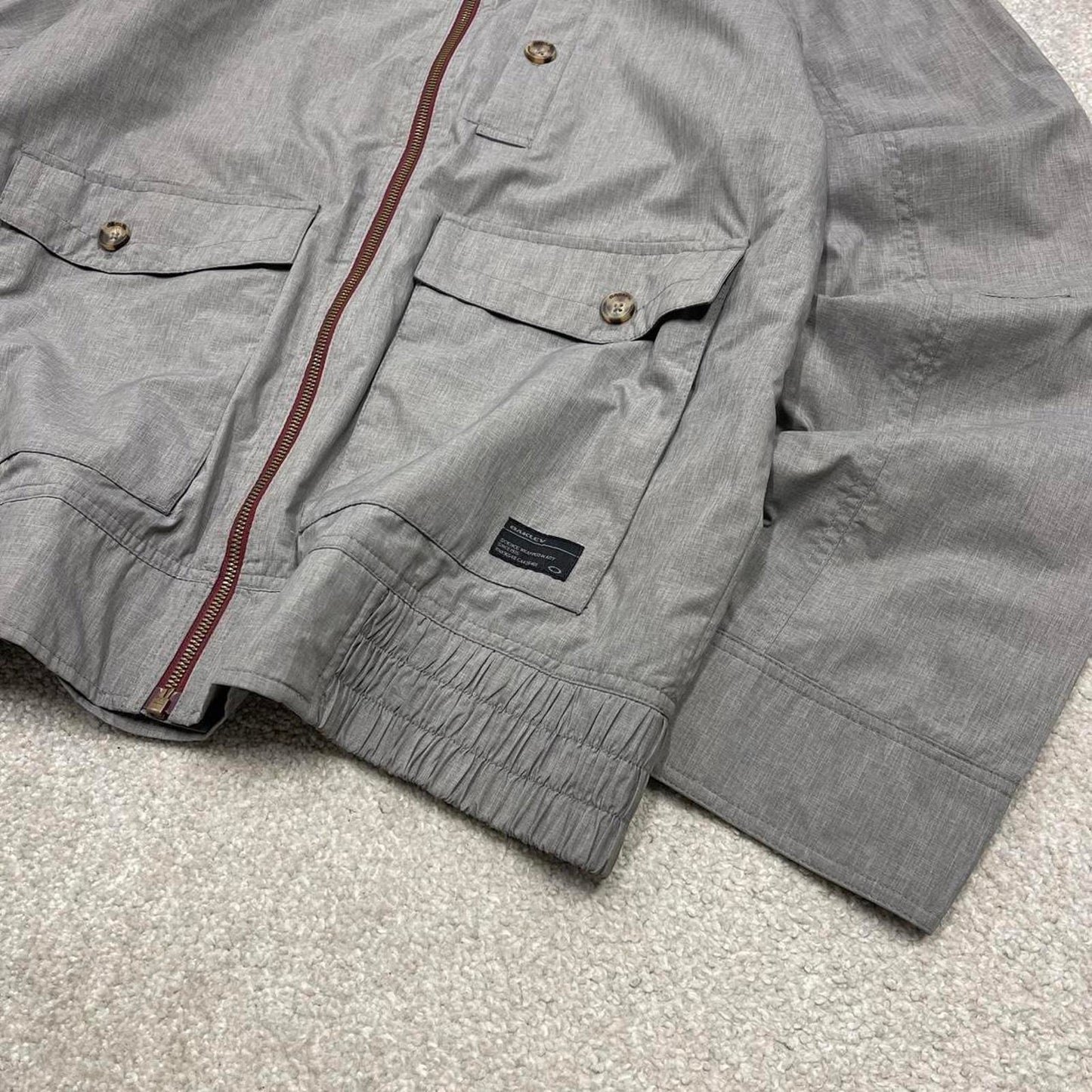 00s Oakley technical jacket L men's y2k style grey tech lightweight windbreaker hooded coat