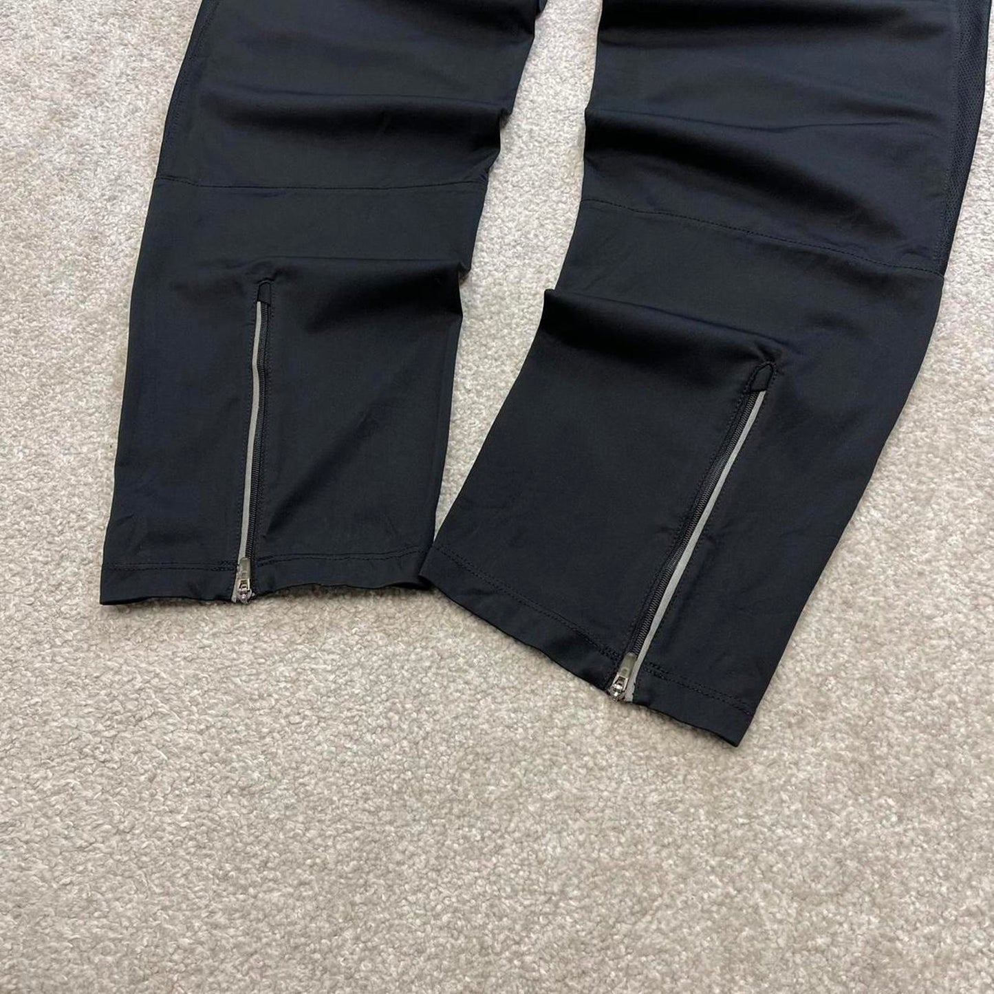 Black Nike Running trackies Medium y2k style joggers print Swoosh logo track pants