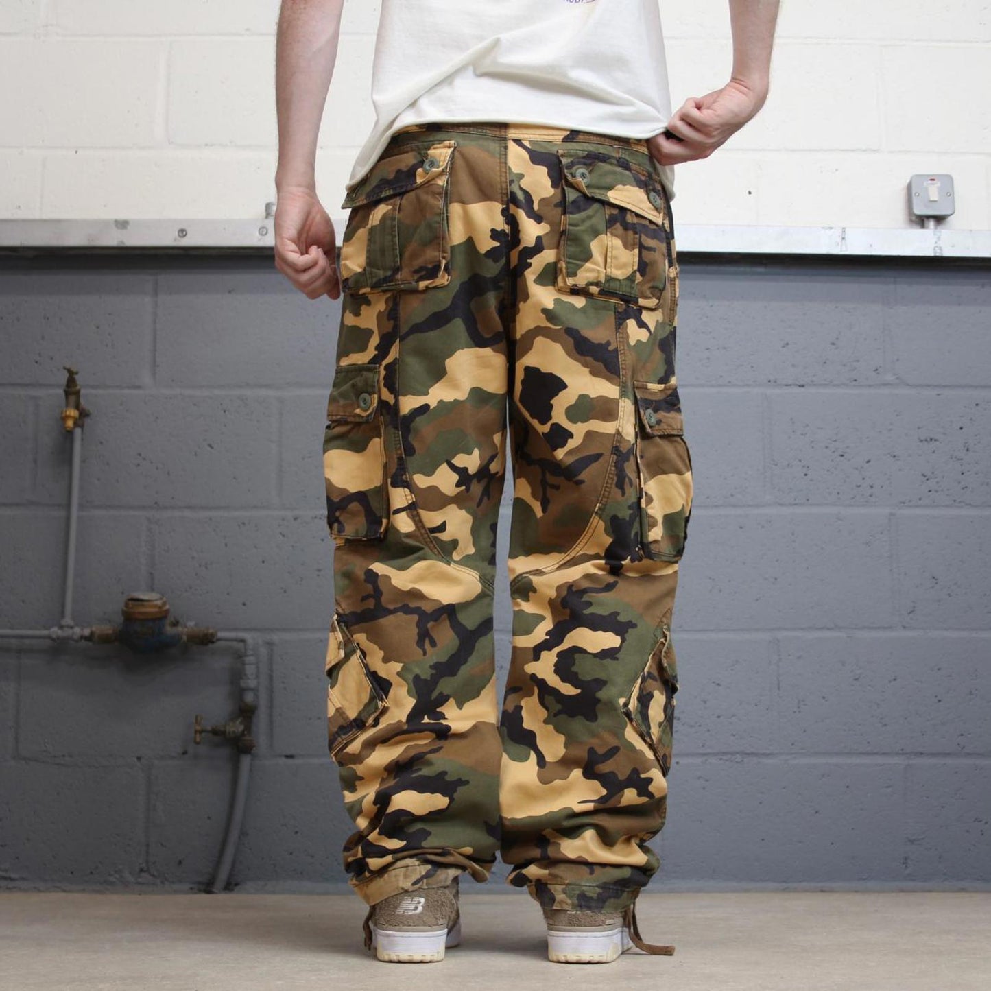 Camo Matchstick cargo pants W35L31 Khaki brown desert forest camouflage y2k style carpenter trousers