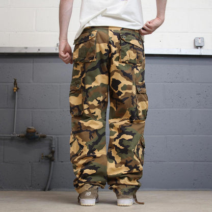 Camo Matchstick cargo pants W35L31 Khaki brown desert forest camouflage y2k style carpenter trousers