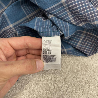 North Face checkered short sleeve shirt blue TNF surf style check shirt style summer festival