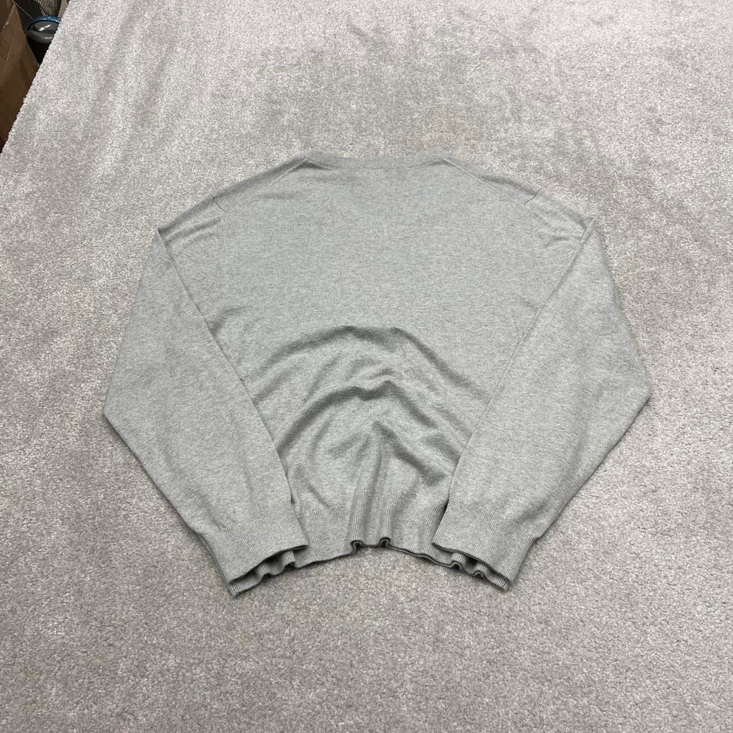 Vintage Y2K Nautica v neck knit sweater jumper grey Embroidered logo knitted pullover