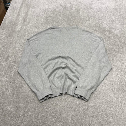 Vintage Y2K Nautica v neck knit sweater jumper grey Embroidered logo knitted pullover