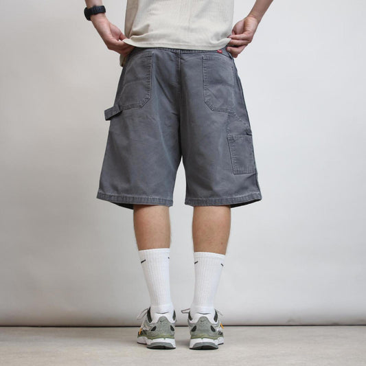 Mens baggy Wrangler carpenter jorts W38 grey loose canvas cargo skater style shorts