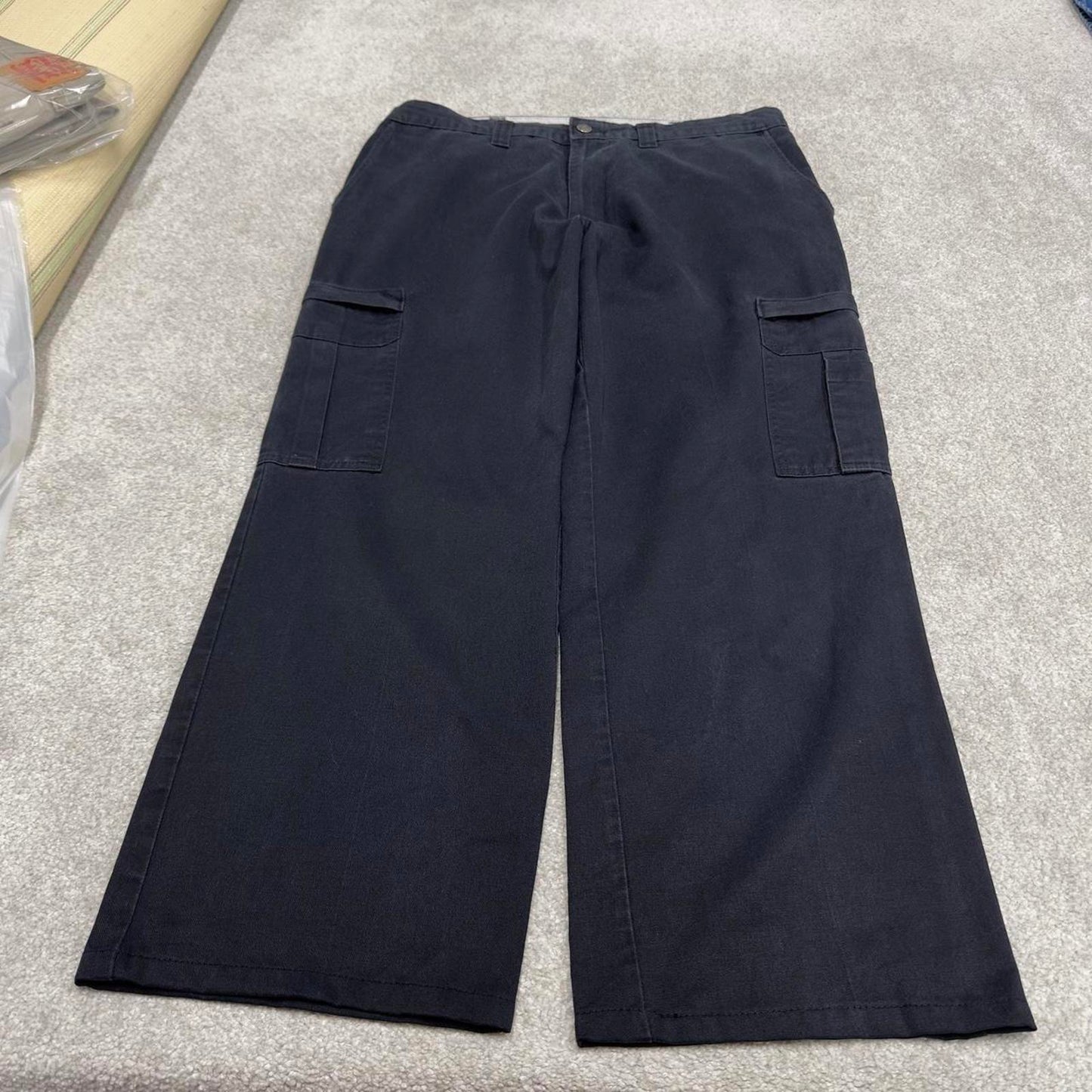 90s Dickies cargo trousers loose W36L28 black wide leg cargo skater twill chino style pants