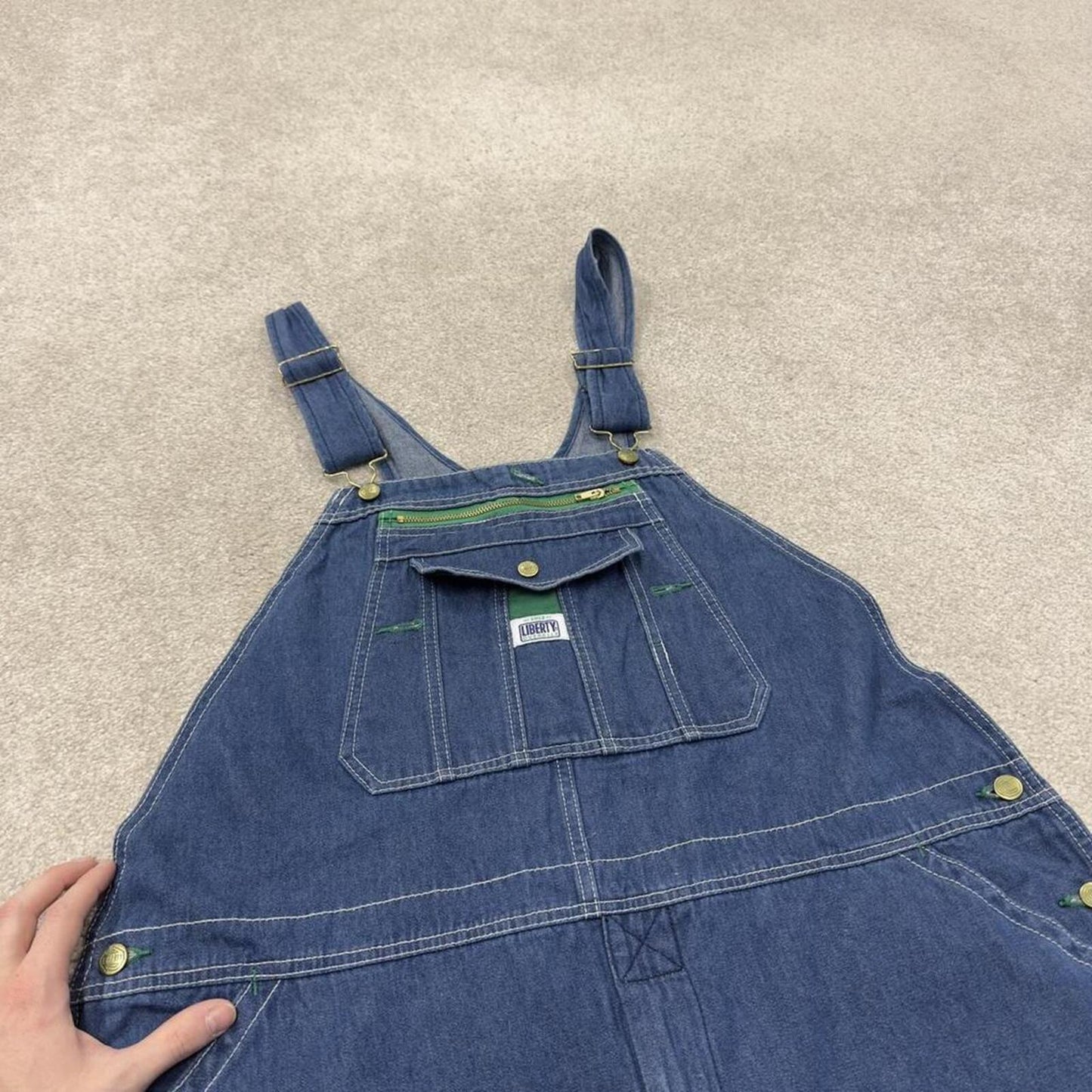 Baggy denim Dungarees vintage overalls blue Liberty workwear bib & brace utility