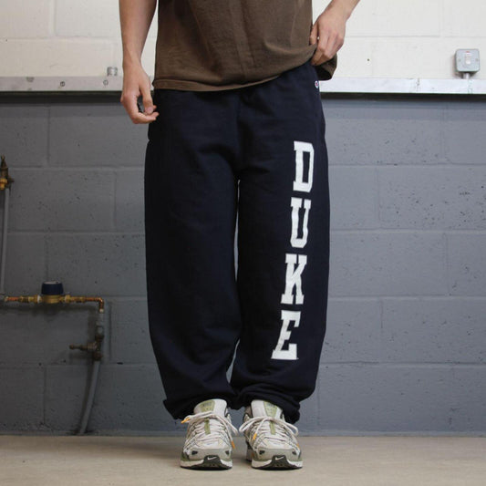 Champion sweatpants loose navy joggers Loose floaty embroidered logo Duke tracksuit bottoms