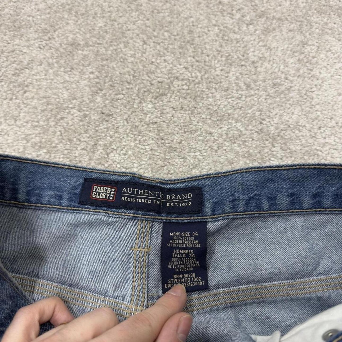 Denim carpenter shorts cargo loose blue Faded Glory skater style surf jorts