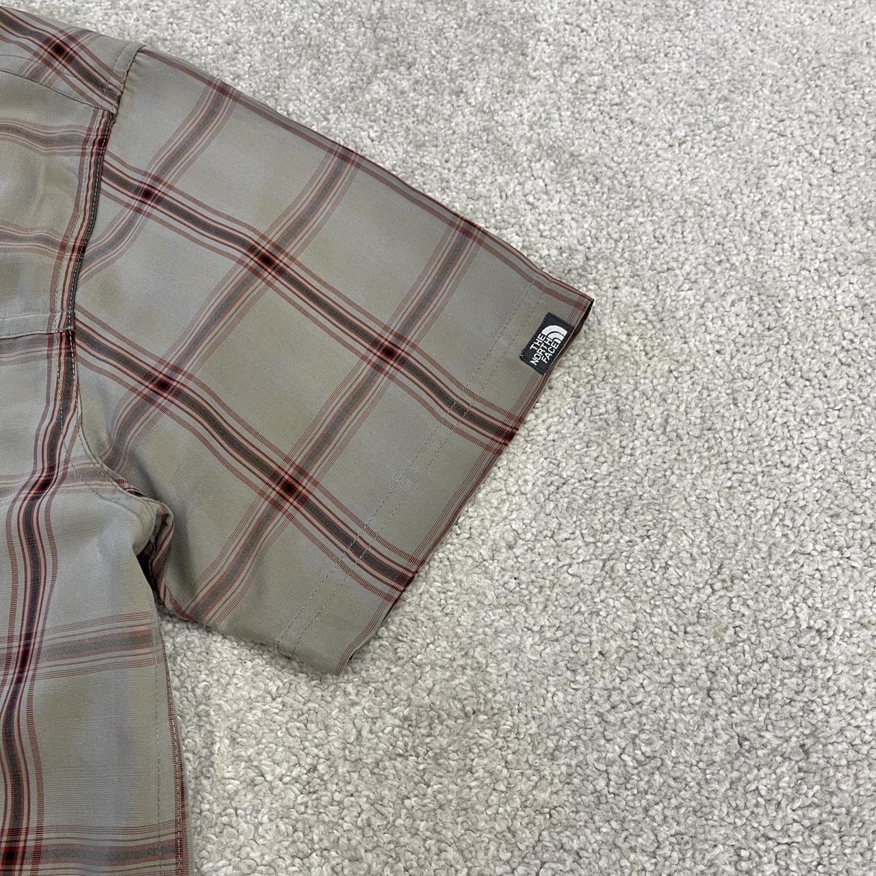 North Face checkered short sleeve shirt khaki TNF surf style check shirt button down summer