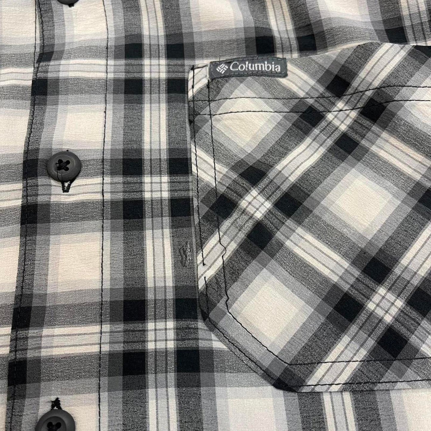 Grey checkered Columbia technical shirt Medium men's long sleeve button up autumn y2k style