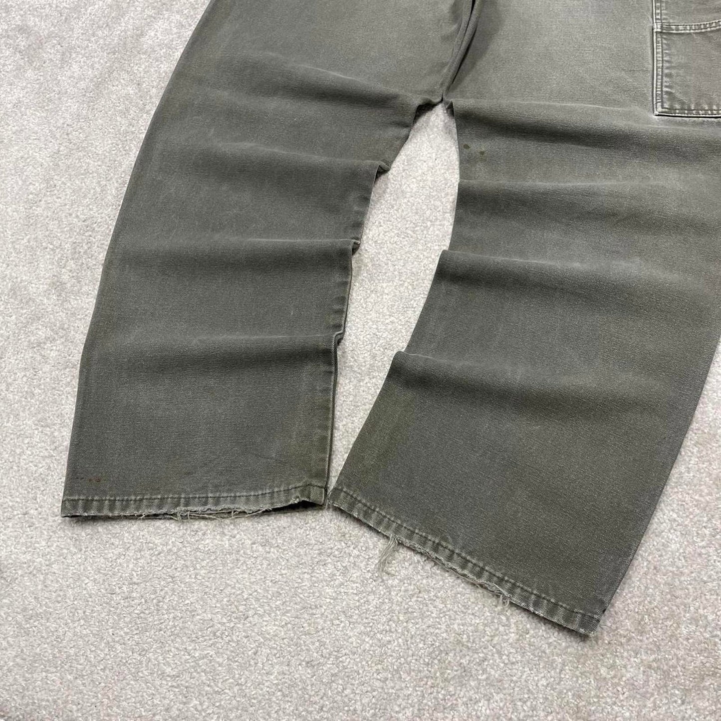 Baggy Dickies carpenter jeans skater workwear W40L32 Green canvas cargos 90s style pants streetwear