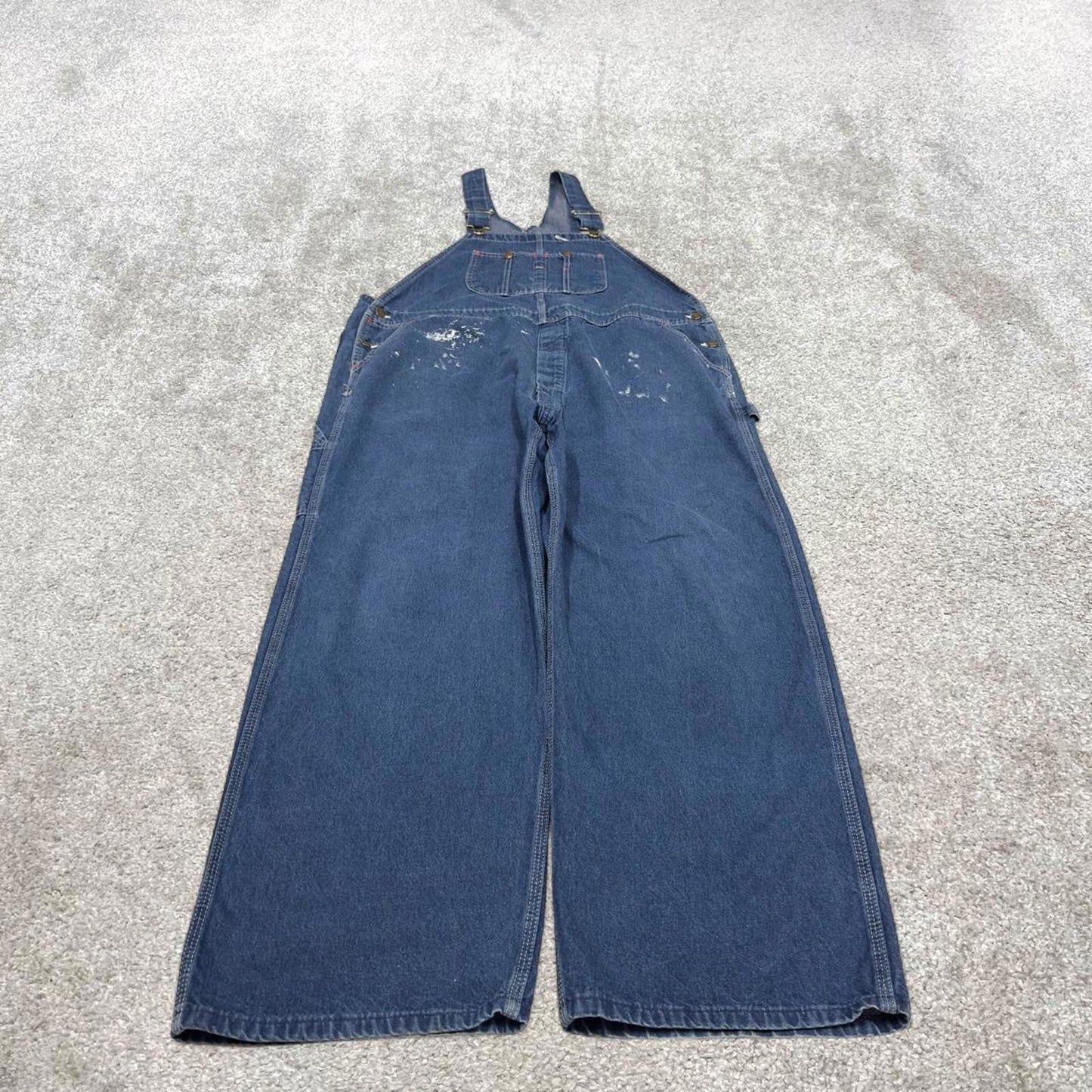 Vintage 90s denim dungarees overalls W44L30 blue Big Yank mens loose bib and brace workwear