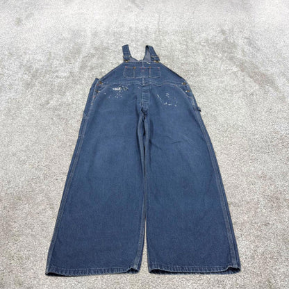 Vintage 90s denim dungarees overalls W44L30 blue Big Yank mens loose bib and brace workwear