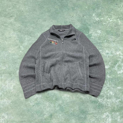 Y2K North Face technical fleece grey Full zip up fleece autumn pockets and embroidered