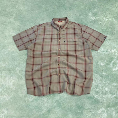 North Face checkered short sleeve shirt khaki TNF surf style check shirt button down summer