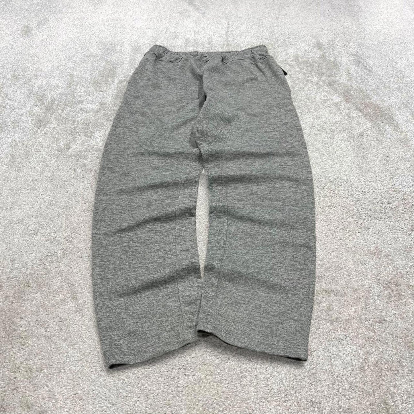 Y2K Nike loose sweatpants joggers grey Swoosh logo fleece lined gym drawstring track pants