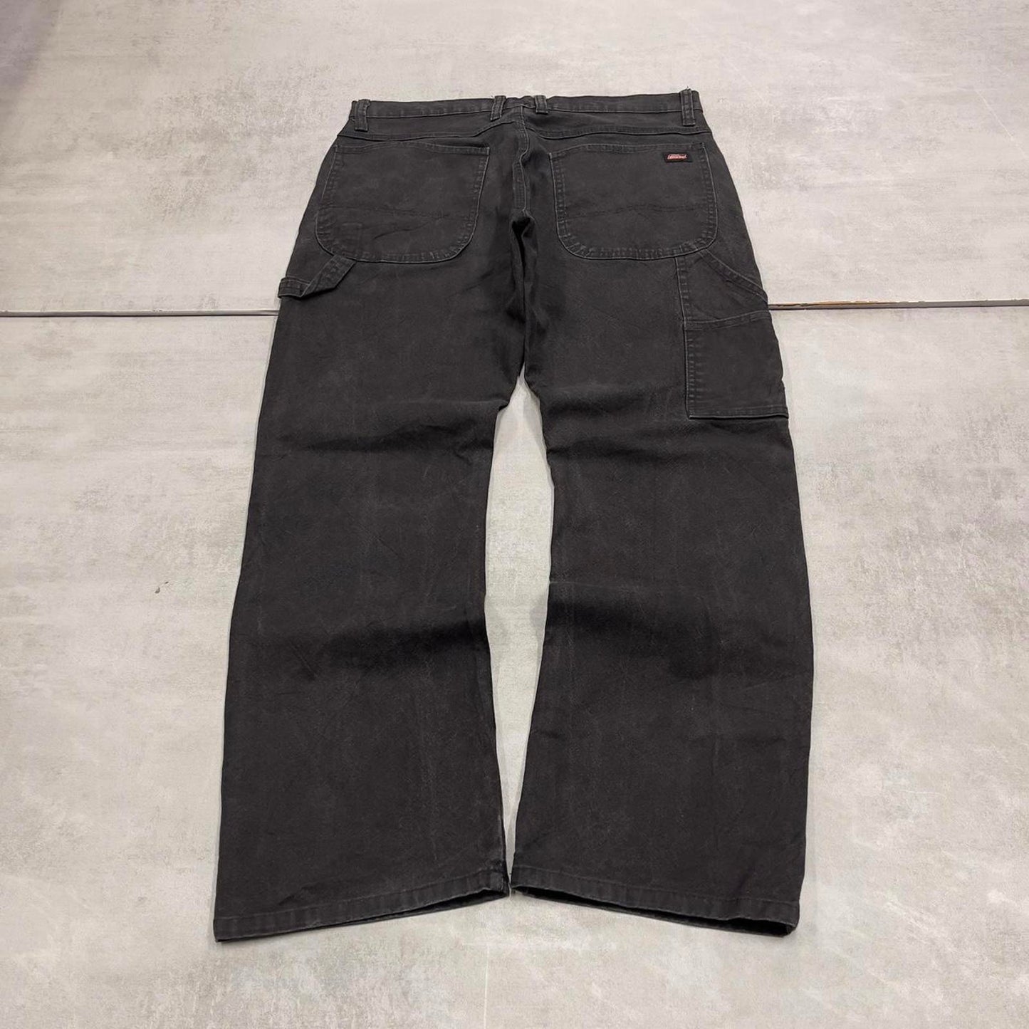 Loose Dickies carpenter jeans W32L30 90s skate style black thick canvas cargos