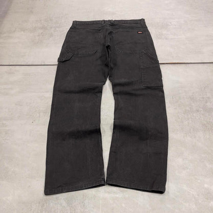 Loose Dickies carpenter jeans W32L30 90s skate style black thick canvas cargos