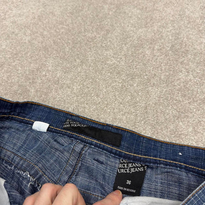 Y2k baggy shorts skater style blue Long wide leg Source Jeans denim summer festival jorts