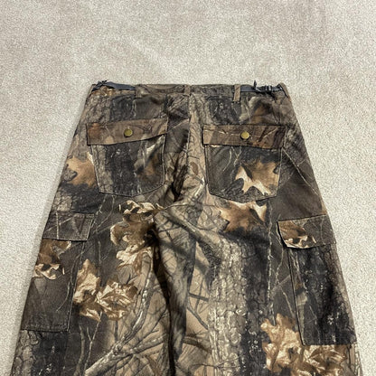Baggy Realtree camo cargo pants Y2K W34L31 khaki lined fleece Hardwoods camouflage hunting utility