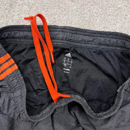 Y2K Adidas tracksuit bottoms grey Loose leg lined orange striped track pants