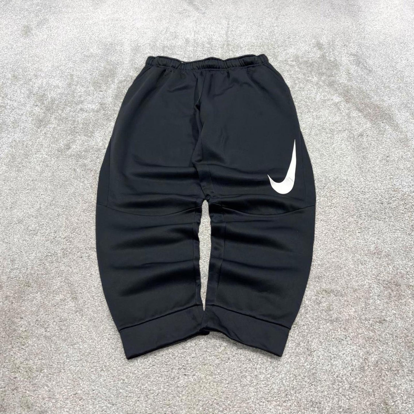 Vintage y2k Nike tracksuit bottoms black Dri-fit swoosh logo drawstring track pants