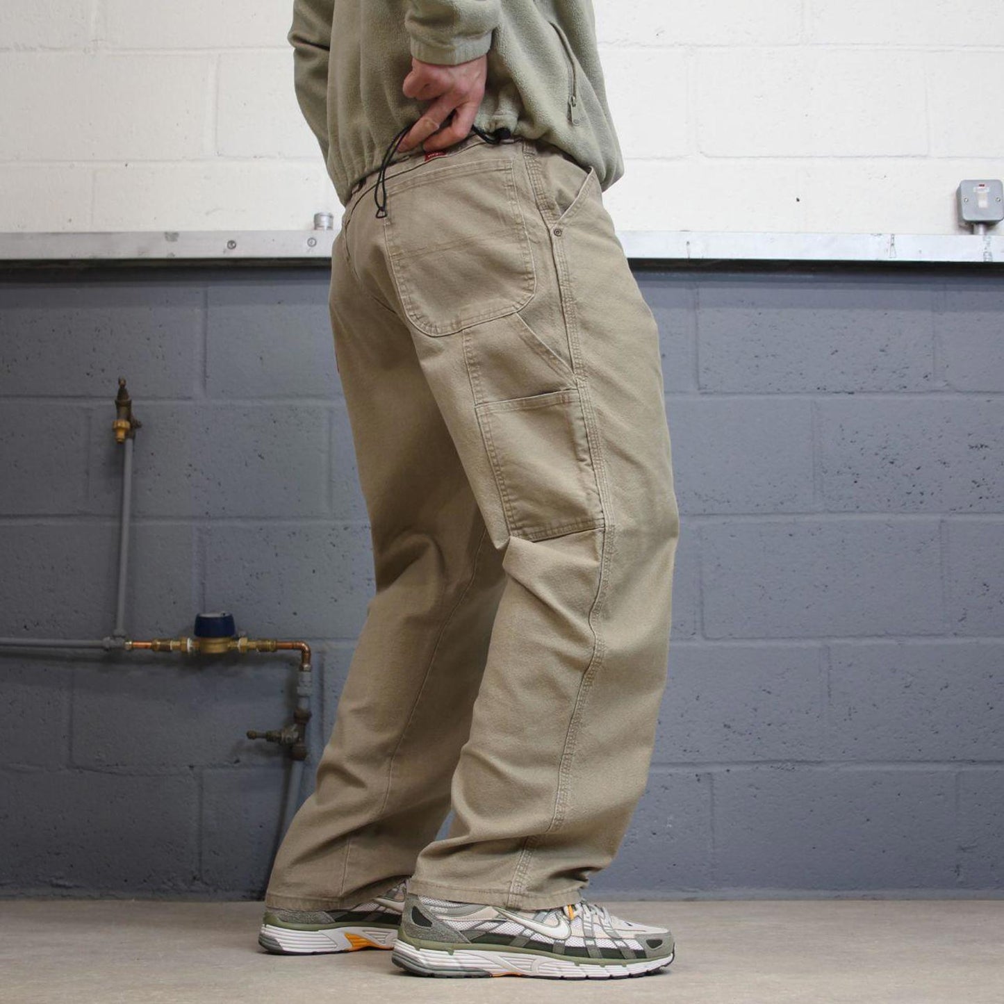 Y2K Wrangler carpenter jeans loose fit khaki Wide leg canvas skate style workwear cargo pants