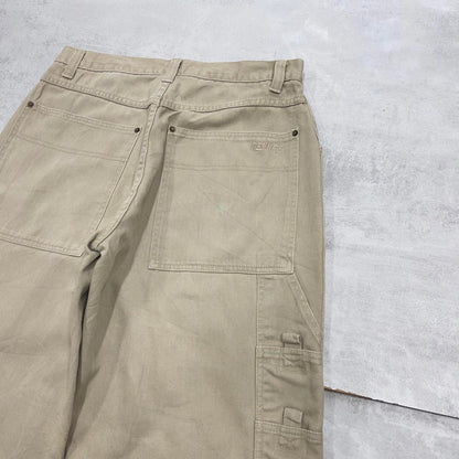 Beige Results carpenter jeans W33L32 baggy cargo skater style jeans