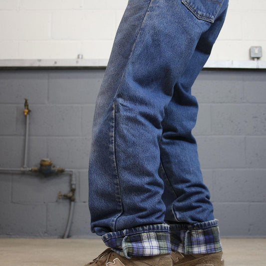 Dickies jeans W34L34 loose blue denim 90s style skater jeans flannel lined