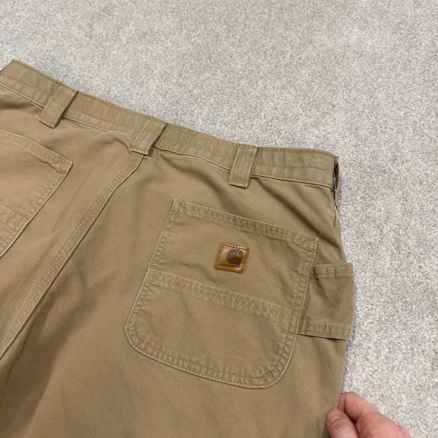 Y2K baggy Carhartt carpenter pants tan brown Loose leg canvasy skate style workwear cargo pants