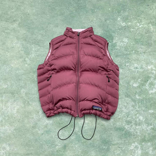Y2K Patagonia technical puffer gilet pink Thick women's body warmer autumn