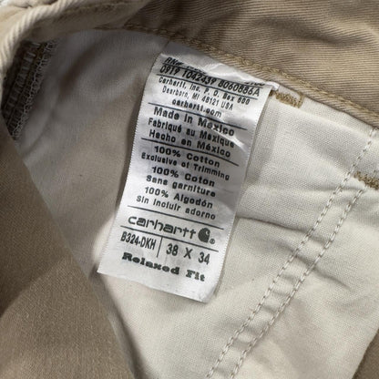 Vintage Carhartt carpenter pants y2k relaxed tan Loose leg 100% cotton skater style workwear