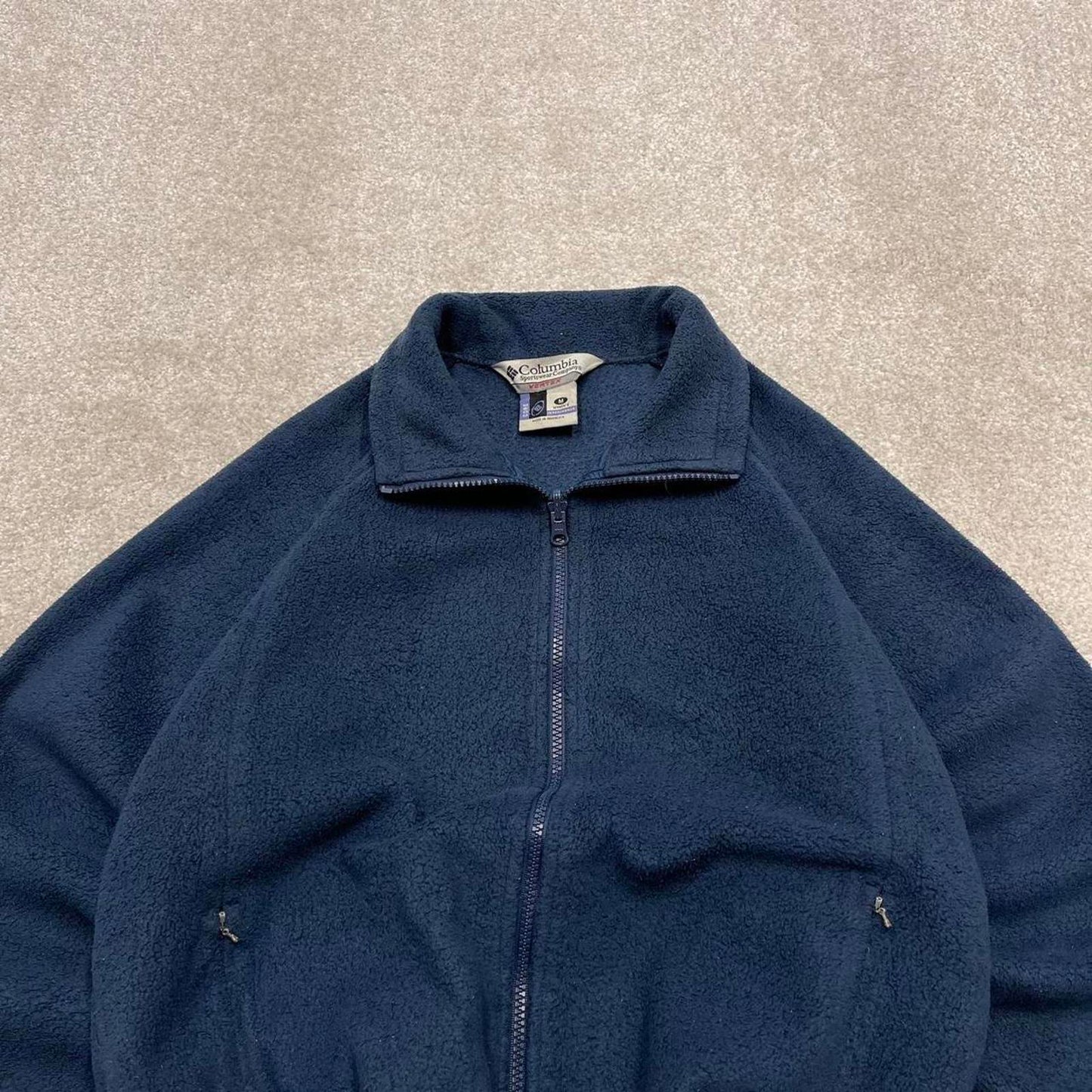 00s Columbia technical fleece M women's navy full zip up y2k style autumn adjustable waist