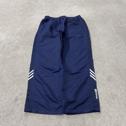 Adidas baggy tracksuit bottoms y2k L navy side stripe design embroidered logo track pants